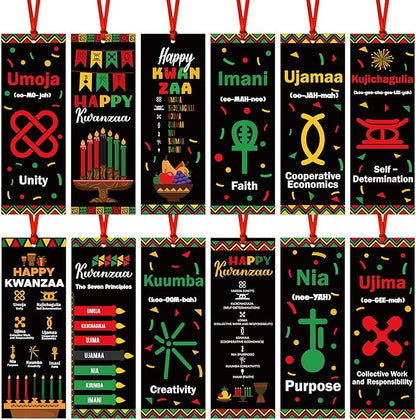 Haooryx Happy Kwanzaa Bookmarks - 120Pcs African Traditional Heritage Kwanzaa Festival Bookmark Kwanzaa Book Marks for Home Kwanzaa Holiday Party Celebrates Decoration Classroom Inspirational Supplies
