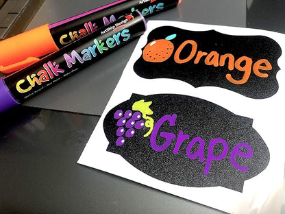 18 Neon Chalk Markers - Double Pack of Fine and Medium Tip Liquid Chalk Pens - Wet Erasable for Menu Boards, Glass, Windows, Whiteboards, Classrooms, Mirrors, Plastic