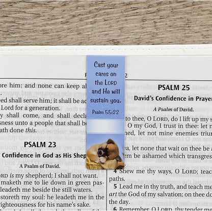 Christian Art Gifts Magnetic Scripture Bookmark Set with Bible Verse: Be Still - Psalm 46:10 Inspirational Puppy-Themed Magnetic Bible Verse Pagemarker Set of 6 for Bibles and Books, Size 2.3" x 0.8"
