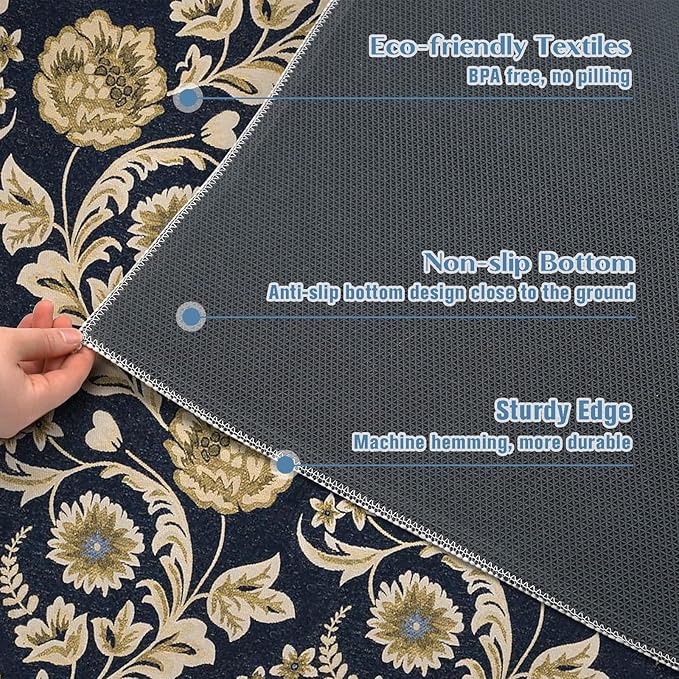 Office Chair Mat for Hardwood Floor Floral 36"x48" Computer Gaming Chair Mat Anti-Slip Office Rugs Floor Protector for Rolling Chairs Under Desk Rug for Home Office