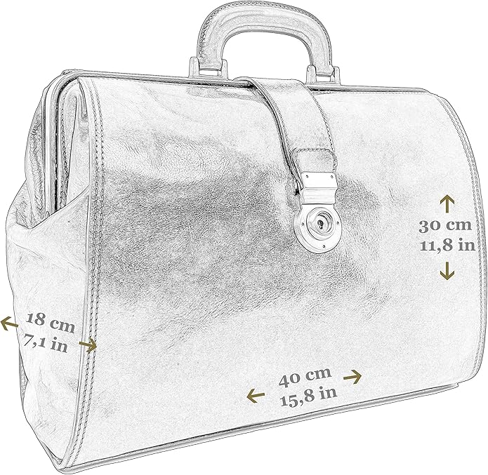 Time Resistance Leather Doctor Bag Purse - Large Italian Handmade Medical Bag - Vintage Style Handbag - Leather Briefcase