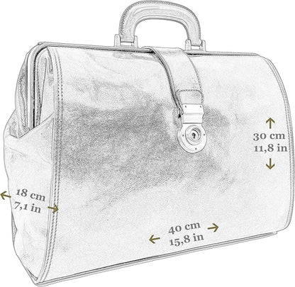 Time Resistance Leather Doctor Bag Purse - Large Italian Handmade Medical Bag - Vintage Style Handbag - Leather Briefcase
