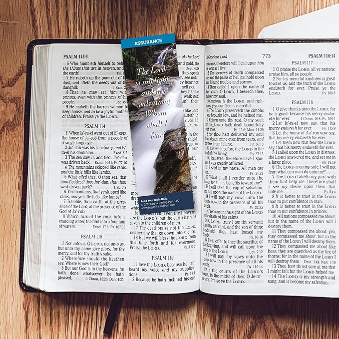 Christian Bookmark with Bible Verse, Pack of 25, Assurance Themed, The Lord is My Light and My Salvation Bookmarks, Psalm 27:1-3