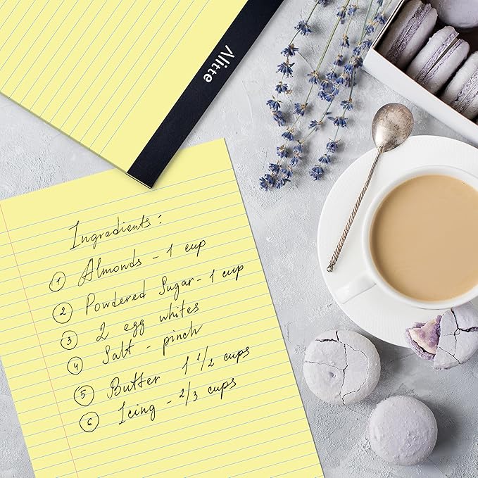 Yellow Legal Notepads 8.5 x 11, Pack of 3 - Perforated Wide Ruled Writing Pad - Premium Thick Paper, No Ink Bleeding - Blank Legal Pads For Home, Office, School, Business - 50 Sheets Per