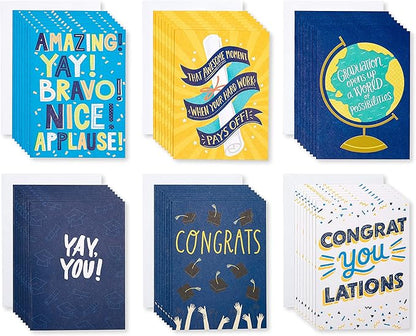 American Greetings Blank Congratulations and Graduation Cards Pack, Bright and Trendy (48-Count)