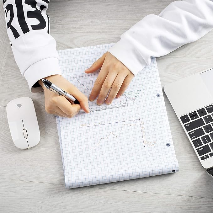 Mr. Pen- Graph Paper, Grid Paper Pad, 4x4 (4 Squares per inch), 8.5"x11", 55 Sheets, 3-Hole Punched, Grid Paper, Graph Paper Pad, Graphing Paper, Computation Pads, Drafting Paper, Blueprint Paper