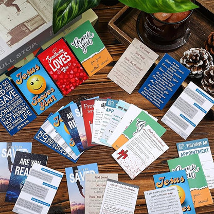 240 Pcs Gospel Tract Card 12 Styles Plan of Salvation Card Pocket Holy Postcard Christian Inspirational Bible Verse Bookmark for Christian Gift Women Men Ministering Tool(Classic)