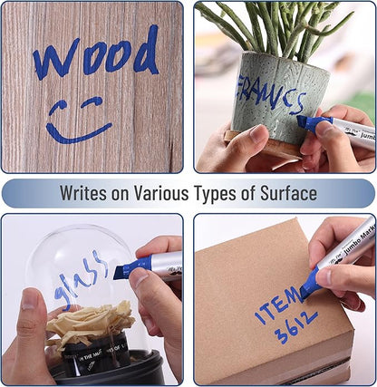 Mr. Pen- Jumbo Permanent Markers, 4 Pack, Blue, Chisel Tip, Large Permanent Markers, Color Permanent Markers Set, Jumbo Markers, Permanent Markers, Huge Poster Markers Jumbo, Thick Markers