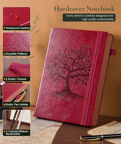 Vintage Leather Journal - 300 Page Lined Journal Notebook with Numbered Pages,A5 Notebook for Women Men,Travel Diary,Daily Journal for Writing, Note Taking, School & Work (5.8" x 8.3")