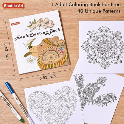 Shuttle Art Metallic Marker Pens, 30 Colors Metallic Paint Markers with 1 Coloring Book Fine Point for DIY Card, Calligraphy, Art and Crafting Projects, Works Great on Black Paper, Scrapbooks, Rock