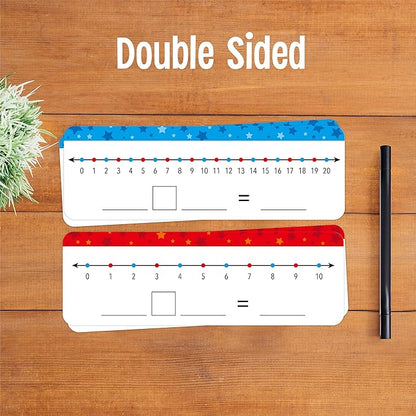 26 Packs Number Line Dry Erase Boards Cards, Double Sided Writable and Erasable Board-0-10 on One Side & 0-20 on Other Side Math White Board for Kids, Students, Classroom and Home (12” x 4”)