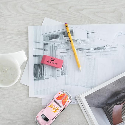 Mr. Pen Pink Pencil Erasers, Large, Pack of 12