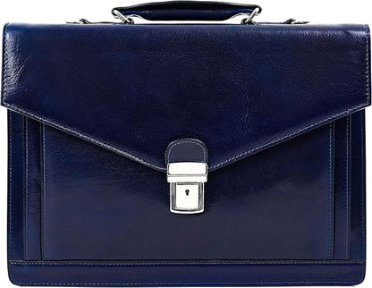Time Resistance Leather Briefcase for Men - Business Laptop Bag - Italian Handmade Leather Bag - Attache - Gift Box Included