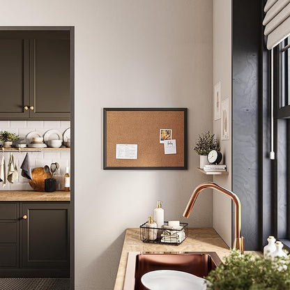 U Brands Cork Bulletin Board, 18" x 24", Black Wood Frame (026U00-01)