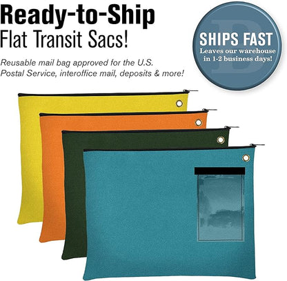 BankSupplies Canvas Interoffice Mailer, 14 oz. - 14W x 11H - Forest Green - Transit Bag - Large Zipper Bag with Grommet - Use with Padlock or Zip Tie for Security - Interoffice Mail Bag