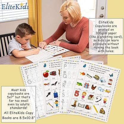 Teacher Designed Large Magic Practice Copybook for Kids. Groove Letter Tracing Alphabet Book, Phonics and Handwriting Book. Pre K and Kindergarten Workbook with Copy Book Magical Writing Pen.