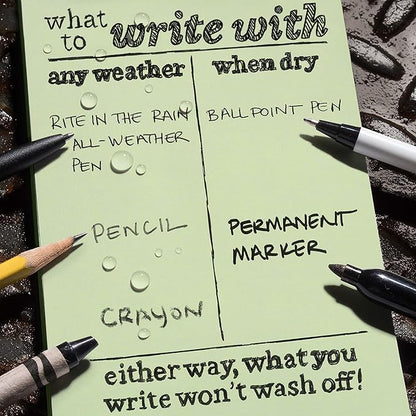 Rite in the Rain Weatherproof Top Spiral Notebook, 3" x 5", Green Cover, Universal Pattern, 3 Pack (No. 935-3)