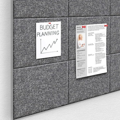 Large Office Cork Board Alternative - 47"x35"12 Pack Felt Wall Tiles Self-Adhesive Safe Removable No Damage for Wall Pin Board Tack Board Felt Cork Board for Walls or Office 48 x 36-Charcoal Grey