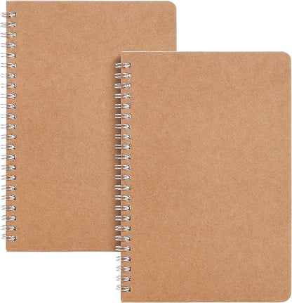 Mr. Pen- Spiral Notebook, A5, Kraft Cover, 2 Pack, 80 Pages, Sketch Book, Drawing Notebook, Notebook Spiral, Spiral Bound Notebook, Spiral Sketchbook, Blank Journal Notebook, Unlined Notebook