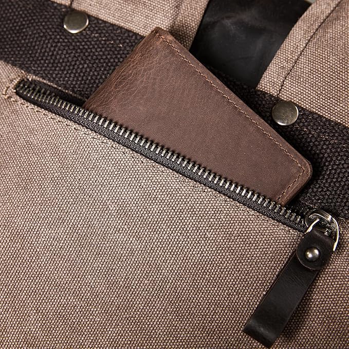 Vintage Waterproof Waxed Canvas Leather Backpack for Men Women 15.6" laptop Travel Rucksack