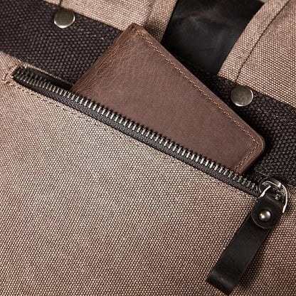 Vintage Waterproof Waxed Canvas Leather Backpack for Men Women 15.6" laptop Travel Rucksack