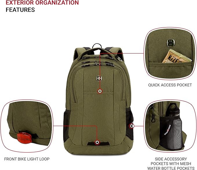 SwissGear Cecil 5505 Laptop Backpack, Olive, 18-Inch