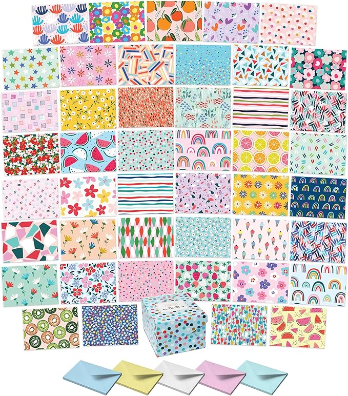 S&O Blank Cards for All Occasions in One Box Set - Blank Notecards for Handwritten Messages - All Occasion Notes Assortment Box with covers - 100 Vibrant Notecards and Envelopes Pack