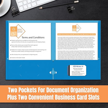 2 Pocket Folders, Assorted 7 Vibrant Colors with Complementing Interior Colors, Fits Letter Size Paper, for School, Office, Home (3 Hole Punched, 50)