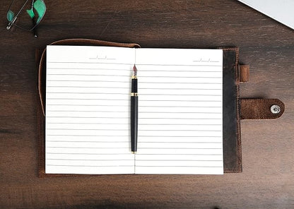 Leather Journal For Men & Women - Premium Refillable Lined Compass Leather Notebook With Pen, Coin & Pen Slot, Leather Bookmark - Journals For Writing - Travel Journal - Diary - Daily Journal 240 page