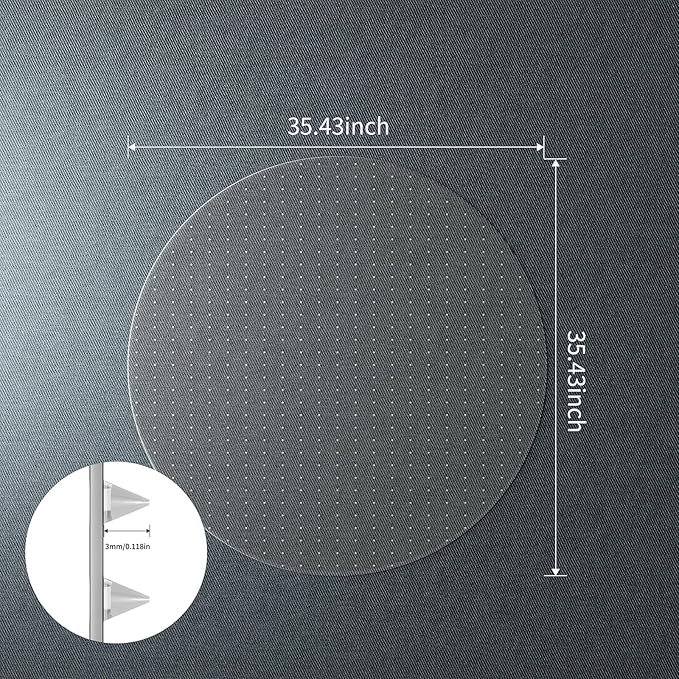 WASJOYE Office Chair Mat for Carpet, 36" Round Clear Home Carpet Chair Mat Protector Cover with Non-Slip Studded for Computer Desk Rolling Chair