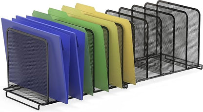 Simple Houseware 5 Section Upright File Sorter Organizer, Black - 2 Pack