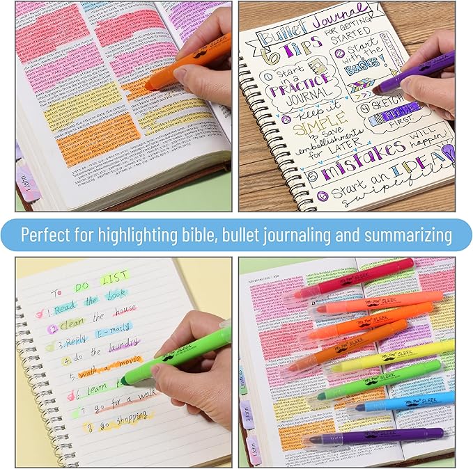 Mr. Pen- Gel Highlighters, Fluorescent Bible Highlighter, Pack of 12, No Bleed Highlighter, Dry Highlighter, Highlighters Assorted Color, Bible Journaling Supplies, Bible Markers for Tabs