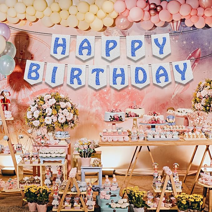 24 Sheets Blue Glitter Cardstock Paper, A4 Premium Sparkly Paper for Scrapbook, DIY Projects, Party Decoration, Gift Box Wrapping 250GSM/92lb