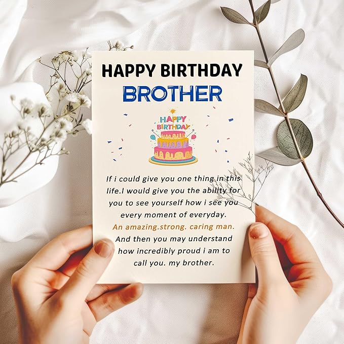 Funny Birthday Card for Brother, Happy Brother Birthday Card, Humorous Bro Bday Gift Cards, Brother Birthday Gifts from Sister