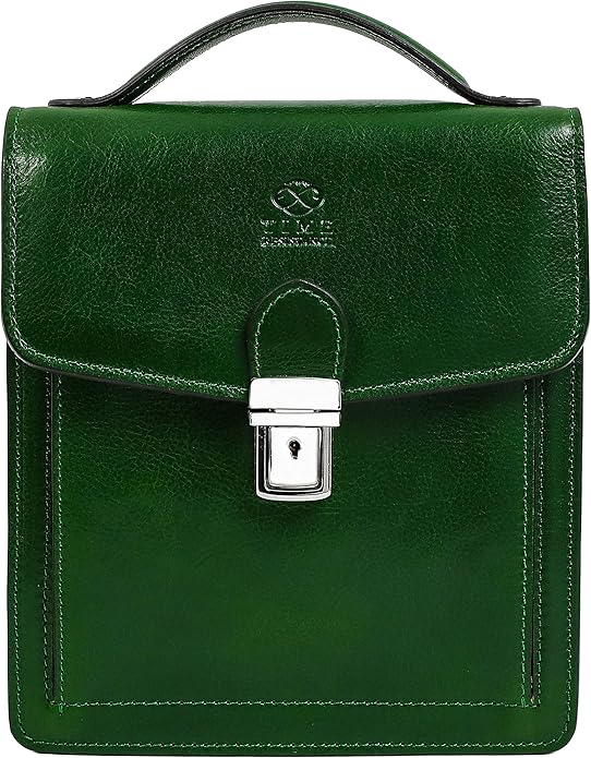 Time Resistance Small Leather Briefcase for Men - Crossbody Bag - Italian Leather Messenger Bag - Gift Box Included