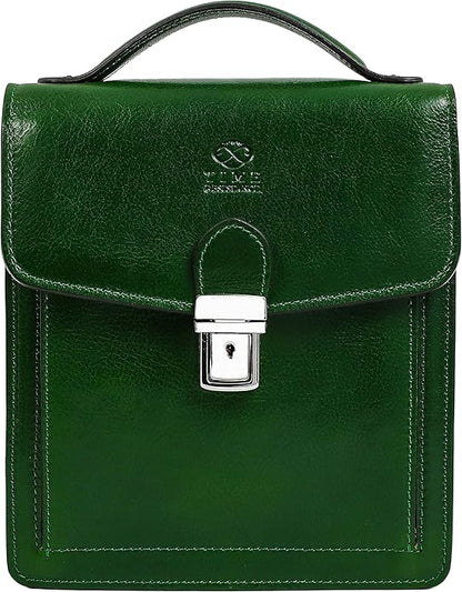 Time Resistance Small Leather Briefcase for Men - Crossbody Bag - Italian Leather Messenger Bag - Gift Box Included