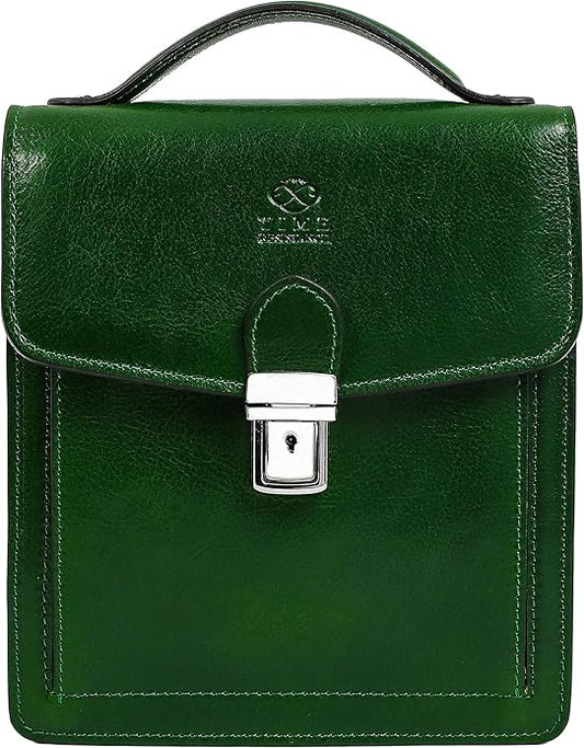 Time Resistance Small Leather Briefcase for Men - Crossbody Bag - Italian Leather Messenger Bag - Gift Box Included