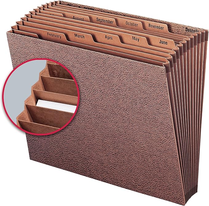 Smead TUFF Expanding File, Monthly (Jan.-Dec.), 12 Pockets, Letter Size, Redrope-Printed Stock (70488)