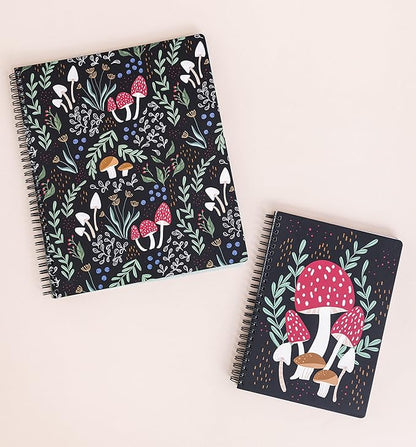 Steel Mill & Co Cute Large Spiral Notebook College Ruled, 11" x 9.5" with Durable Hardcover and 160 Lined Pages, Mushroom