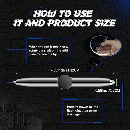 Chinco 2 Pieces Fidget Spinning Pen with LED Light Multi Functional Help Thinking Ballpoint Gift Pen for Adults Students Teenage(Gray)