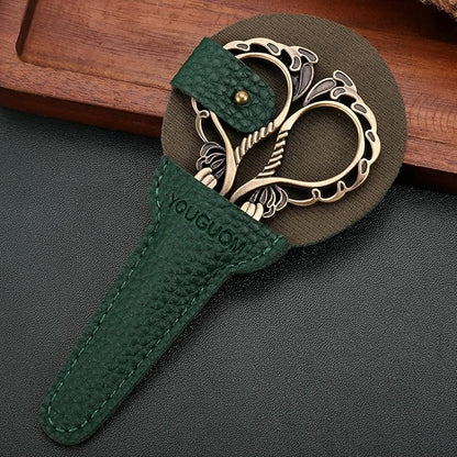 Embroidery Scissors Sheath Protector Craft Scissors Storage Cover Leather Case, 2Pieces Green