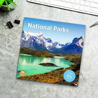 2025 National Parks Monthly Wall Calendar by Bright Day, Includes Over 300 Stickers, 12 x 12 Inch