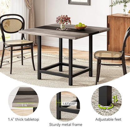 LITTLE TREE 39-Ince Square Small Conference Room Table for 4 People,Wood Computer Desk for Home Office, Small Space (Chair not Included)