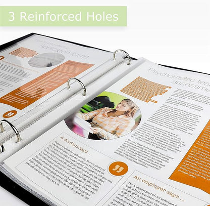 Office Werks 250 Sheet, Heavy Duty Clear Page Protectors 8.5"x11" for 3 Ring Binder, Plastic Sleeves, Durable Top Loading Paper with Reinforced Holes Archival Safe