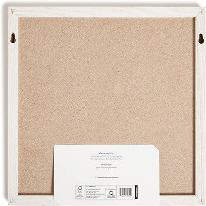 U Brands Rustic Linen Bulletin Board, 14"x14", White Wood Style Frame, Industrial Grade Pinning Surface, includes Push Pins