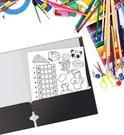 Better Office Products Two Pocket Portfolio Folders, 50-Pack, Black, Letter Size Paper Folders, 50 Pieces, Black