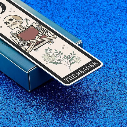 Octamber Book Lover Gifts for Women Christmas Bookmarks Funny Bookmarks for Women Men Tarot Bookmark Skeleton Tarot Cards Bookmark Horror Gifts Birthday Gifts Stocking Stuffers for Women Men Teens