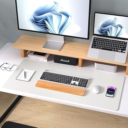 Aothia Leather Desk Pad Protector, Mouse Pad, Office Desk Mat, Non-Slip PU Leather Desk Blotter, Laptop Desk Pad, Waterproof Desk Writing Pad for Office and Home (23.6" x 13.7", Off-White)