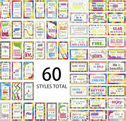 Jinei 300 Inspirational Affirmation Cards Positive Motivational Cards Small Mini Encouragement Quotes for Women Mother's Day Church(Rainbow Style)