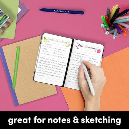 PAPERAGE Lined Pocket Journal Notebook, 3 Pack, (Yellow, Blush, Turquoise), 160 Pages, Small, 3.6 inches x 5.6 inches - 100 GSM Thick Paper, Hardcover